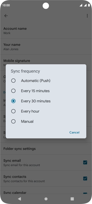 Press the required setting. Press the required setting.