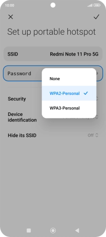 Press WAP3-Personal to password protect your Wi-Fi hotspot.