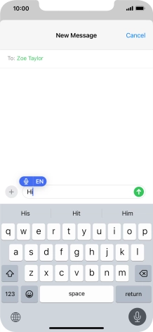 Press the microphone icon to end dictation.