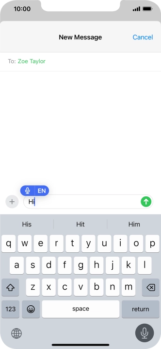 Press the microphone icon to end dictation.