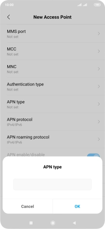 Key in default and press OK.