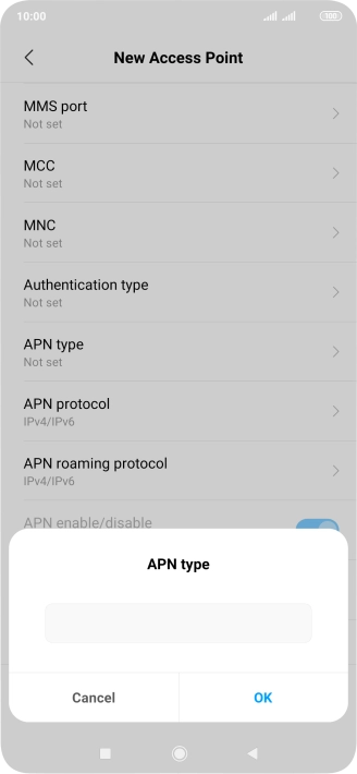 Key in default and press OK.