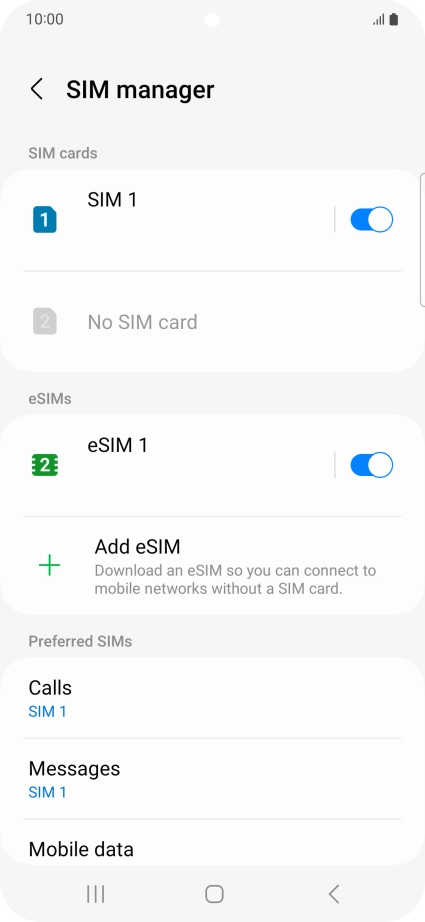 Press the required eSIM.
