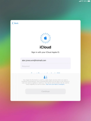 Press Required and key in the password for your Apple ID.