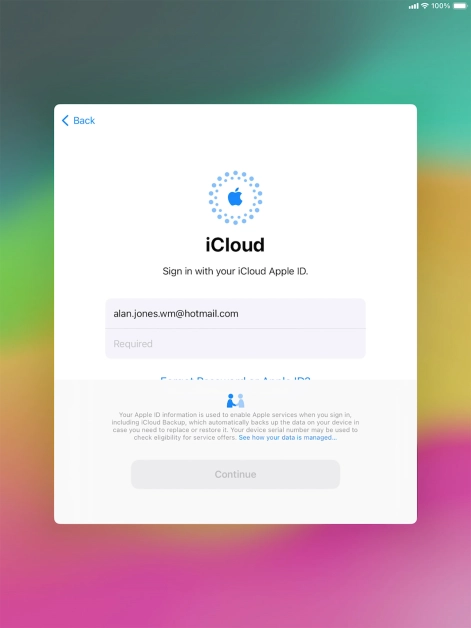 Press Required and key in the password for your Apple ID.