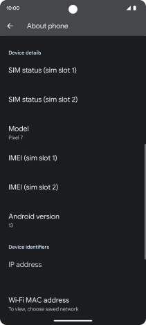 Your phone's software version is displayed below Android version.