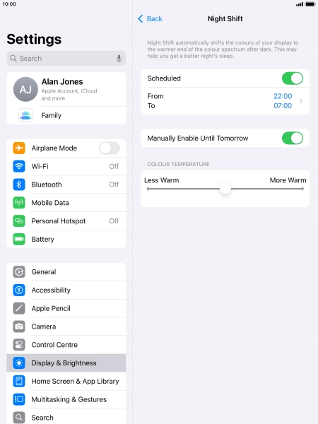 Press and drag the indicator below 