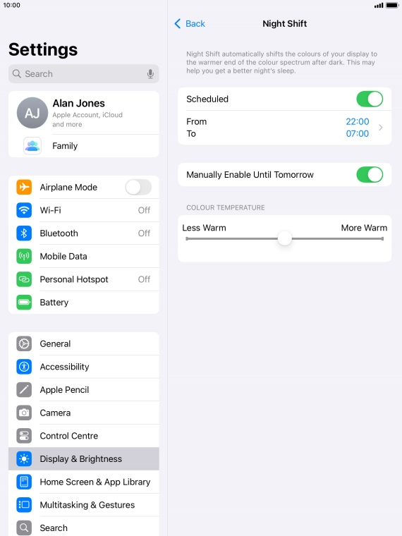 Press and drag the indicator below 