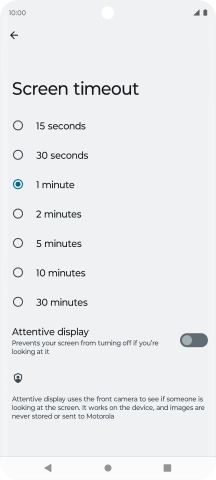 Press the required setting.