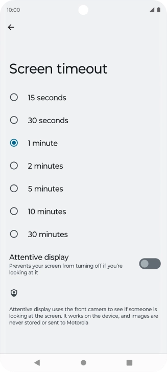 Press the required setting.