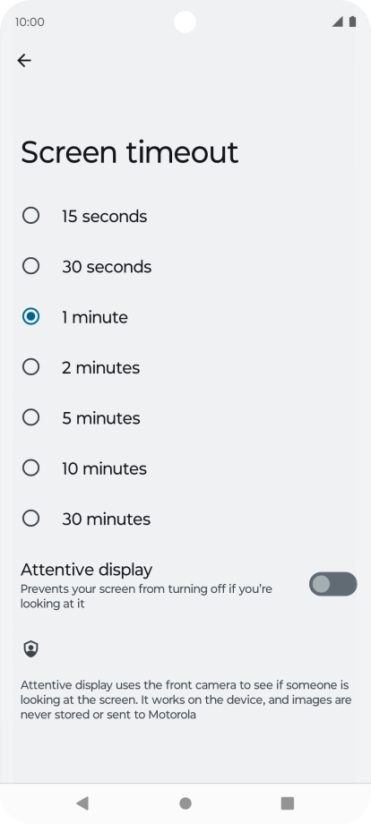 Press the required setting.