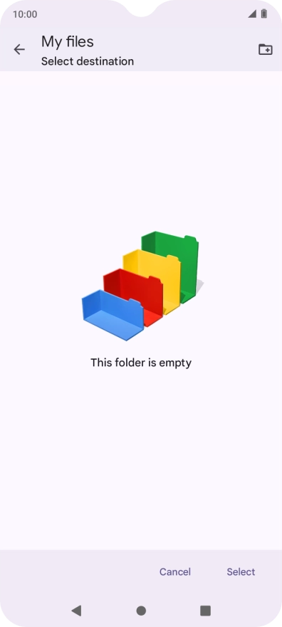 To create a new folder, press the new folder icon and follow the instructions on the screen to create a new folder.