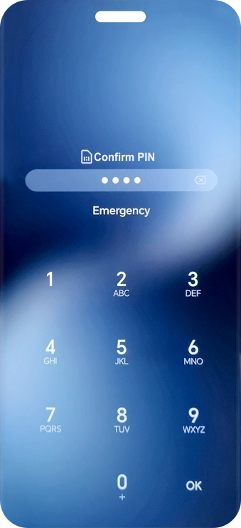 Key in the new PIN again and press OK.