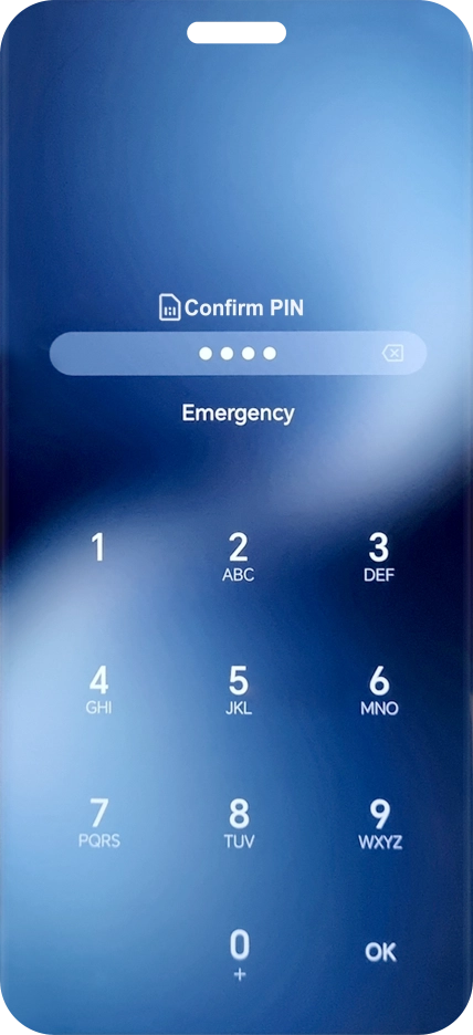 Key in the new PIN again and press OK.