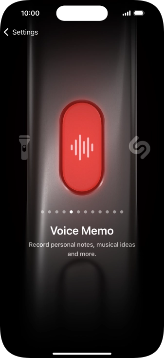 Slide your finger right or left on the screen to select the required function.
