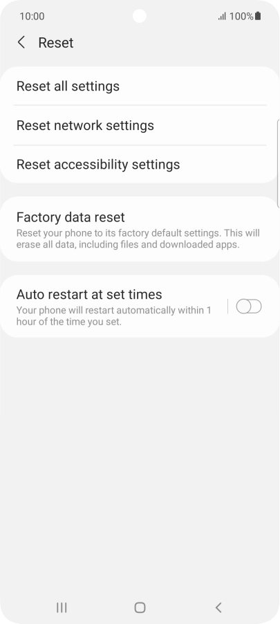 Press Factory data reset.