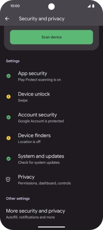 Press More security and privacy.