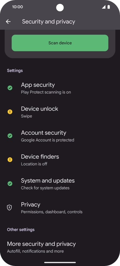 Press More security and privacy.