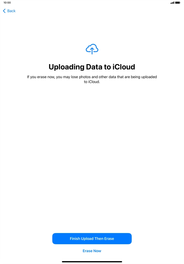 Press the required setting. Press the required setting.