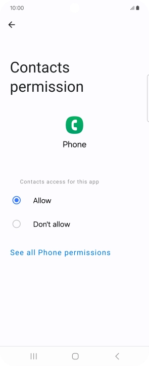 Press the required setting.