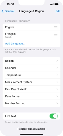 To subsequently select another language as the default language, press the move icon next to the required language and drag it to the top of the list.