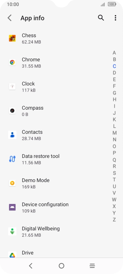 Press the required app.