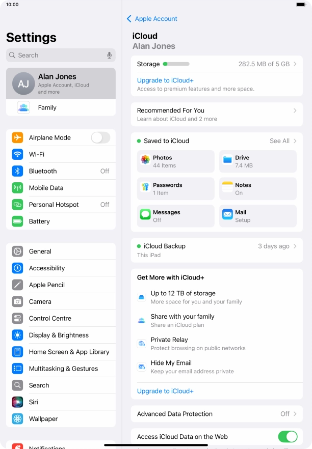 Press iCloud Backup. Press iCloud Backup.