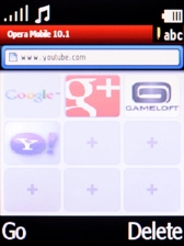 Key in www.youtube.com and press the Left selection key.