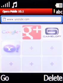 Key in www.youtube.com and press the Left selection key.