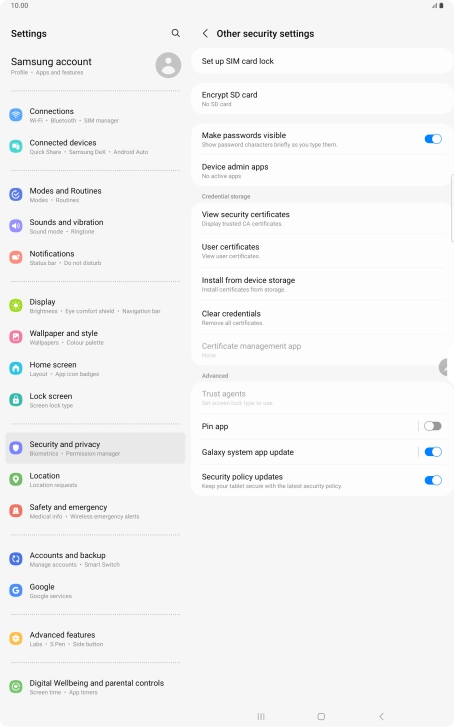 Press Set up SIM card lock.