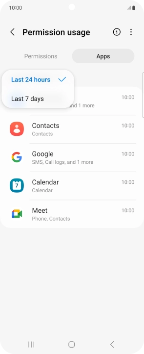Press the required setting.