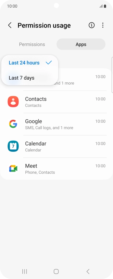 Press the required setting.