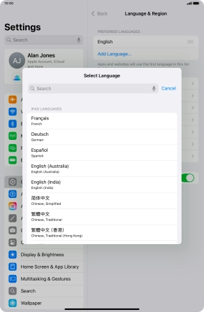 Press the required language.