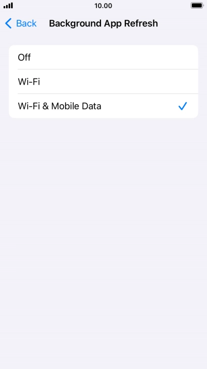 To turn off background refresh of apps, press Off. To turn off background refresh of apps, press Off.