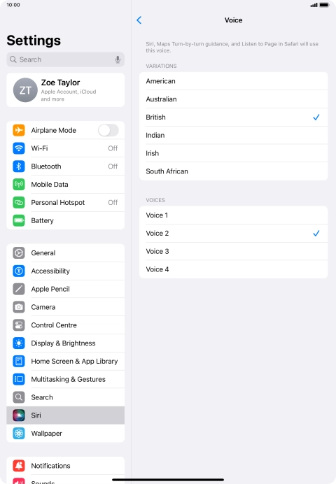 Press the required accent.