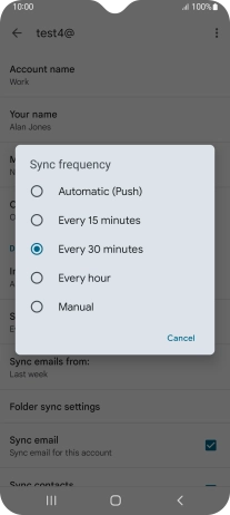 Press the required setting.
