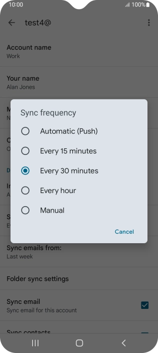 Press the required setting.