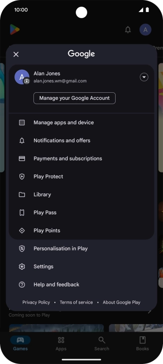 Press Manage apps and device. Press Manage apps and device.