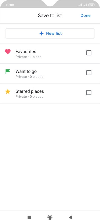 If you select New list, follow the instructions on the screen to create a new list.