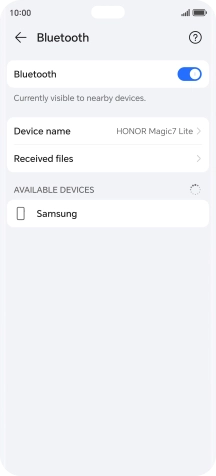 Press the required Bluetooth device and follow the instructions on the screen to pair the device with your phone.