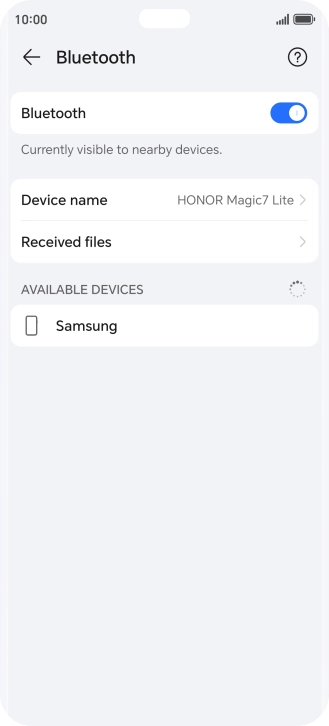 Press the required Bluetooth device and follow the instructions on the screen to pair the device with your phone.