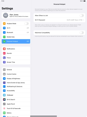 Press Wi-Fi Password and key in the required password.