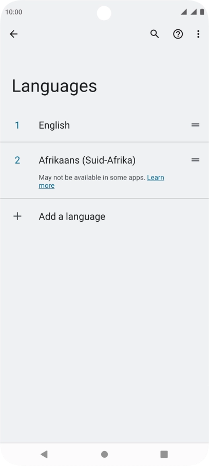 To select the new language as the default language, press the move icon next to the required language and drag it to the top of the list. To select the new language as the default language, press the move icon next to the required language and drag it to the top of the list.