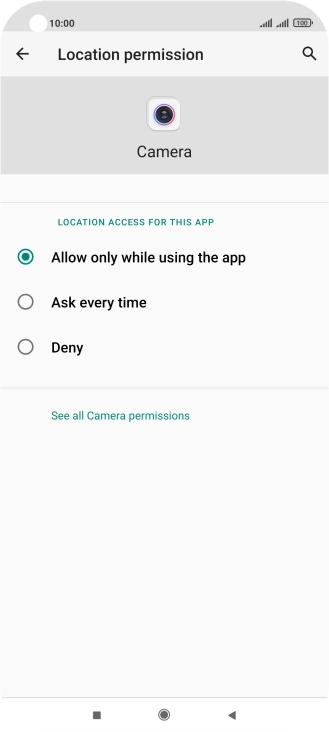 Press the required setting.