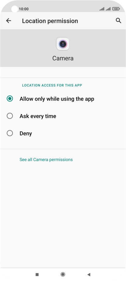 Press the required setting.