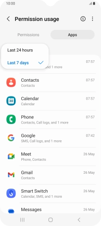 Press the required setting.