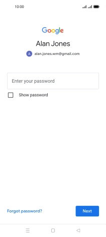 Press Enter your password and key in the password for your Google account.