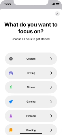 Press the required focus mode and follow the instructions on the screen to add the selected focus mode.