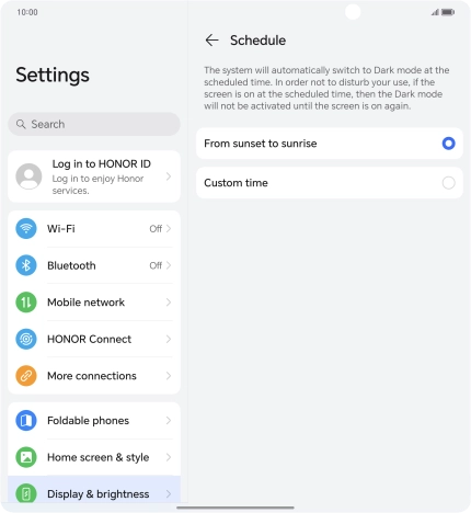 Press the required setting. Press the required setting.