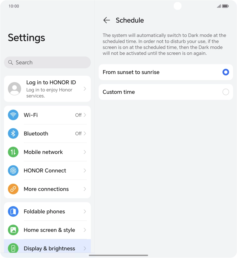 Press the required setting. Press the required setting.